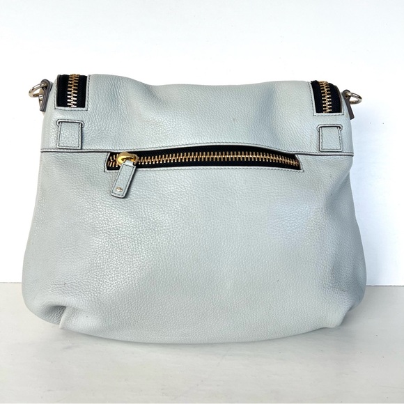 ANYA HINDMARCH Maxi Zip Blue Gray Pebble Leather Flap Tassel Shoulder Satchel - Picture 6 of 15